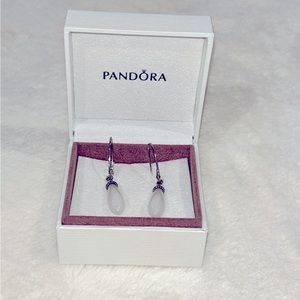COPY - Beautiful sterling silver with white drop Pandora Earrings. New in box.